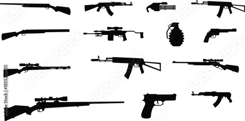 Collection of various firearm silhouettes