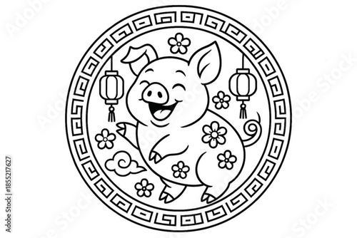 Lunar New Year Coloring Pages Bundle – pig zodiac