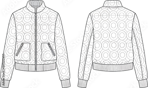 Geometric pattern bomber jacket design Vector