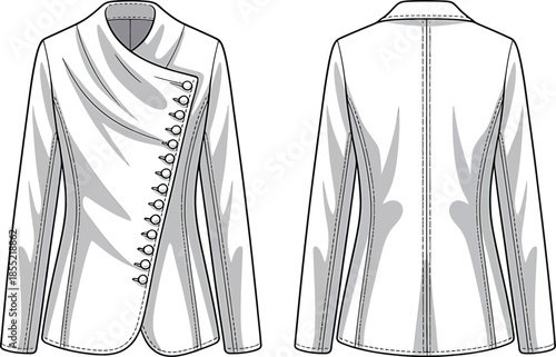 Modern asymmetrical zipper jacket fashion design Vector