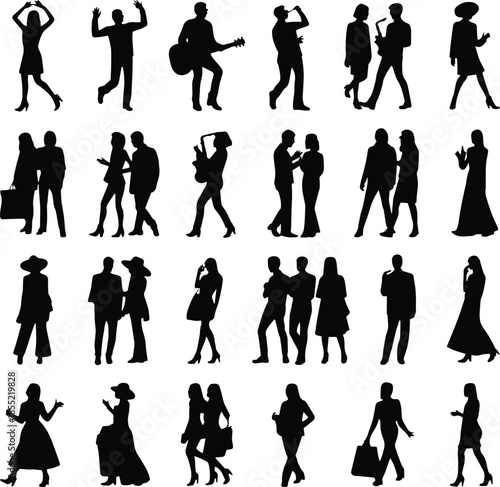 Modern dance silhouettes collection Vector