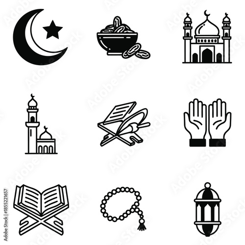 Islamic symbols and icons set