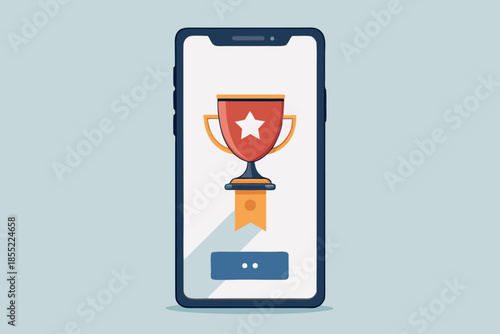 Mobile Phone Displaying Fake Prize Scam Alert Notification on Screen, Cyber Fraud Concept Illustration