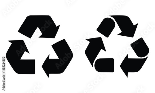 Black recycling symbol icon set. recycle symbol icon