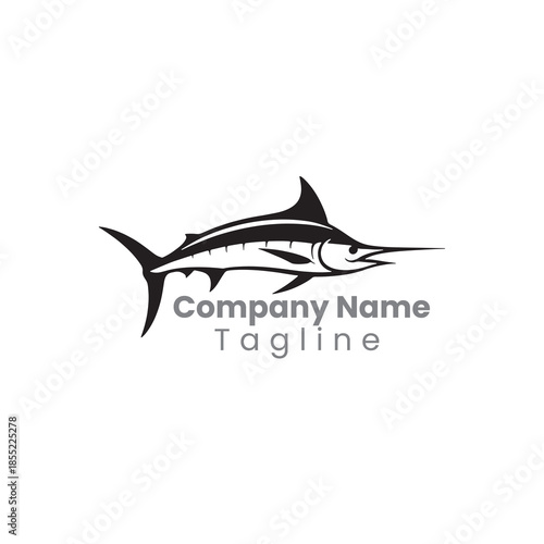 Stylized black silhouette of a marlin fish