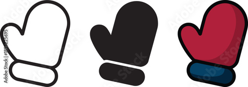 Mitten vector illustration outline solid and flat design on transparent background