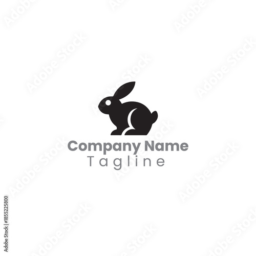 A black, minimalist logo of a rabbit.