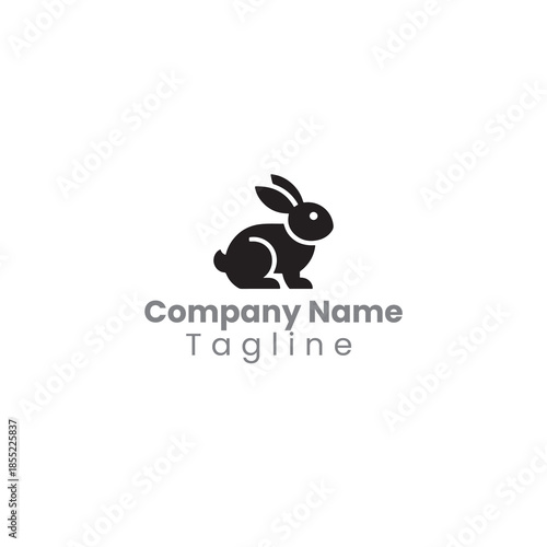 A black, minimalist logo of a rabbit.