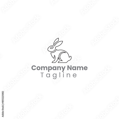 A black, minimalist logo of a rabbit.
