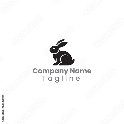 A black, minimalist logo of a rabbit.