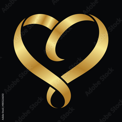 a graphic of a golden ribbon tied in the shape of a heart, which is widely used as a symbol for awareness and support. 