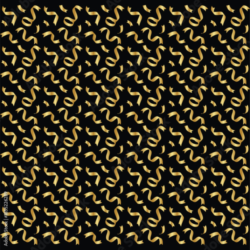a seamless pattern composed of stylized, gold-colored currency symbols on a black background. 