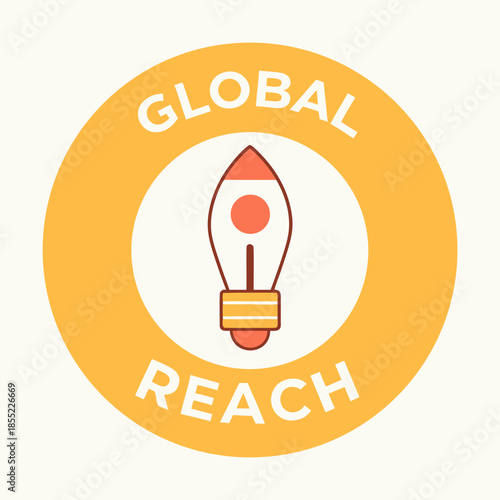 Innovation Rocket Concept With Global Reach For Business Growth