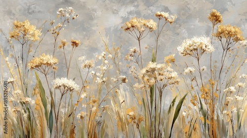 , Golden wild grass field background with soft sunlight and painterly texture