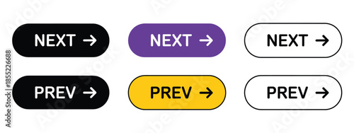 Previous next navigation buttons vector icons, featuring web page arrows and previous and next symbols,