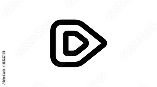 Minimalist play button icon with rounded lines, a modern design for digital interfaces.