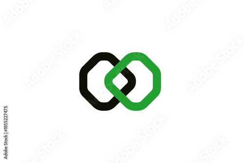 Interlocking geometric shapes create a modern logo design for connection and growth.
