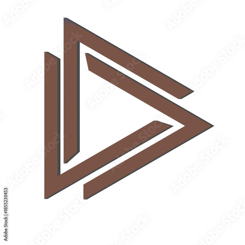 An impossible geometric shape is rendered in brown against a clean white background creating a fascinating visual puzzle.


