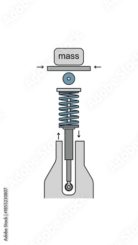 Diagram shows a mass, spring, and damper system.