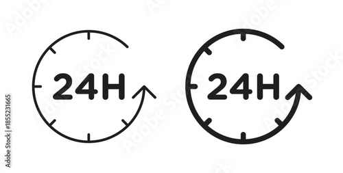 24 Hour time icons. Outline icons vector collection. flat illustrations