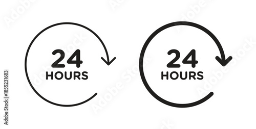 24 hours icons. Outline icons vector collection. flat illustrations