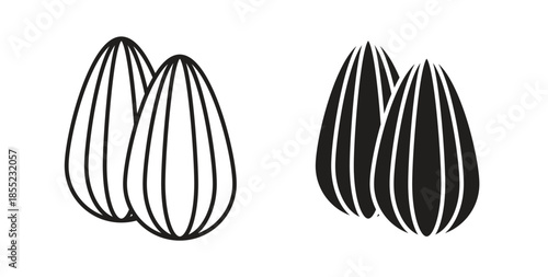Almond icons. Outline icons vector collection. flat illustrations