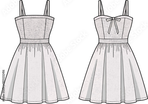 Elegant strapless dress design with lace pattern Vector