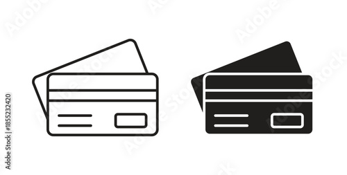 ATM card icons. Outline icons vector collection. flat illustrations