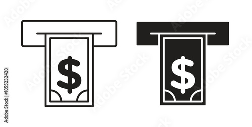 atm cash icons. Outline icons vector collection. flat illustrations