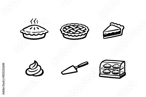 Retro bakery icons: pies, pastry, and baking tools collection