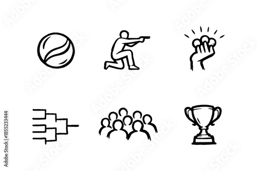 Sports and competition icons: dynamic sketch style for sports enthusiasts and gamers