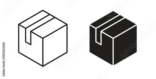 Boxes icons. Outline icons vector collection. flat illustrations