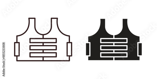 Bulletproof vest icons. Outline icons vector collection. flat illustrations