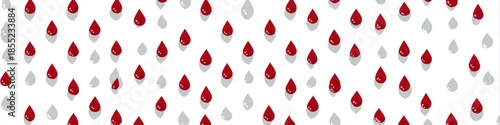 Panel kuchenny z motywem medical web banner, modern, minimalistic medical pattern with small red blood drops, hearts, and pulse lines in a clean grid limited palette white, light grey, and vibrant red precise