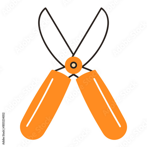 Garden shears with orange handles for pruning plants  