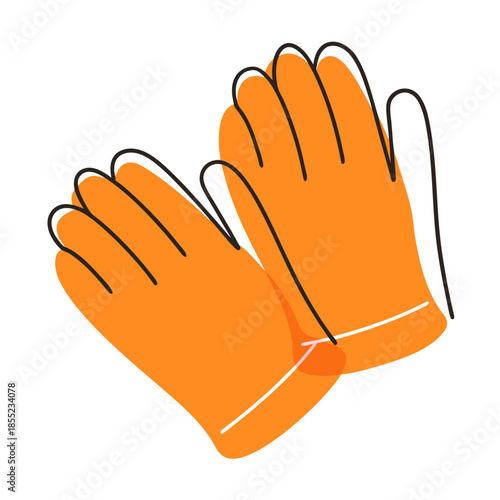 Orange gardening gloves with black outline for outdoor use  