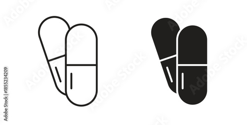 Capsule icons. Outline icons vector collection. flat illustrations
