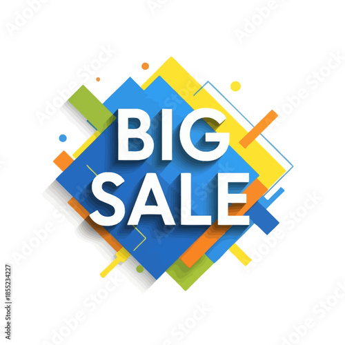 Bright and Colorful Promotional Big Sale Announcement with Dynamic Geometric Design