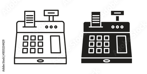 Cash register icons. Outline icons vector collection. flat illustrations