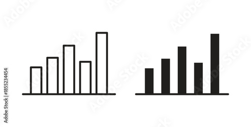 Chart histogram icons. Outline icons vector collection. flat illustrations