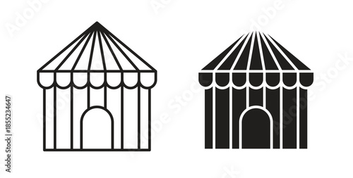 Circus tent icons. Outline icons vector collection. flat illustrations