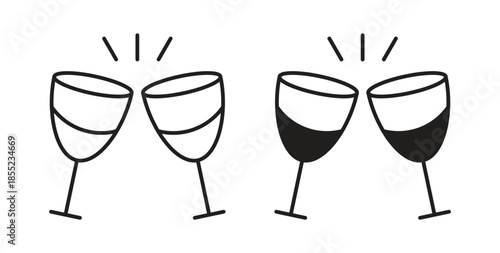 Clinking glasses icons. Outline icons vector collection. flat illustrations