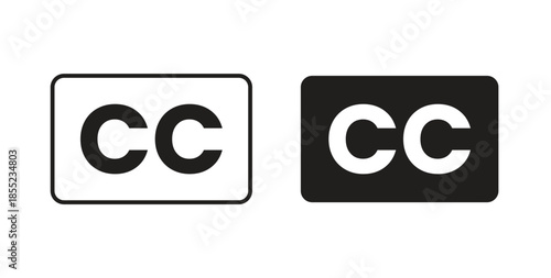 Closed caption icons. Outline icons vector collection. flat illustrations