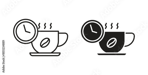 Coffee time icons. Outline icons vector collection. flat illustrations