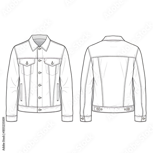 Classic denim jacket line art design Vector