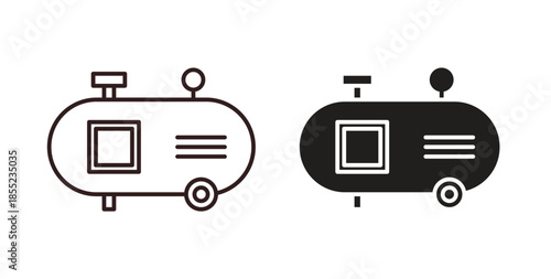 Compressor icons. Outline icons vector collection. flat illustrations