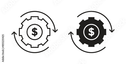 Costs optimization icons. Outline icons vector collection. flat illustrations