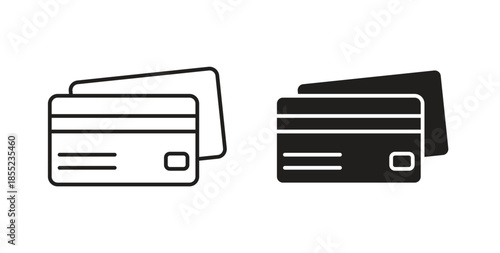 Credit card icons. Outline icons vector collection. flat illustrations