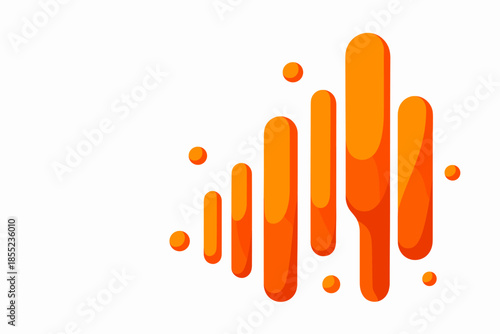 Orange rounded bar equalizer pattern with glossy vertical capsules and floating dots, modern abstract gradient rhythm design in warm tones