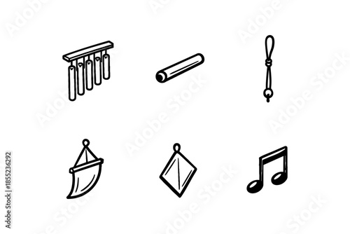 Hand drawn musical instrument icons set for design projects